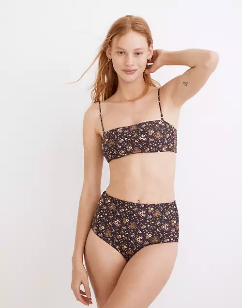 Madewell Second Wave Reversible Spaghetti-Strap Bandeau Bikini Top in Wildplains Floral | Madewell