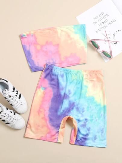 Tie Dye Tube Top & Biker Shorts | SHEIN