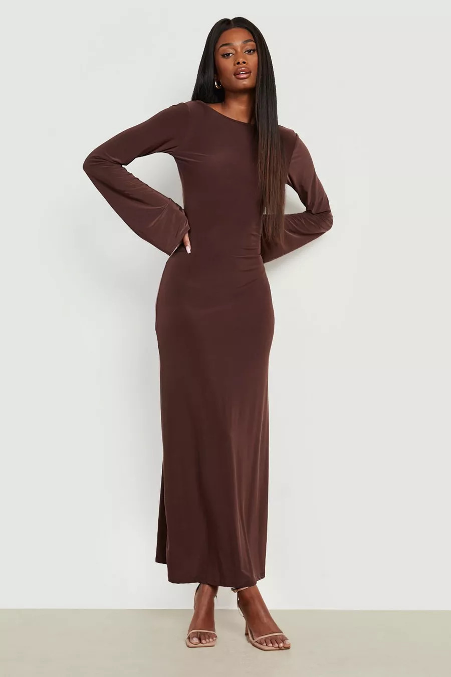 Heavy Soft Touch Low Back Maxi Dress | Boohoo.com (US & CA)