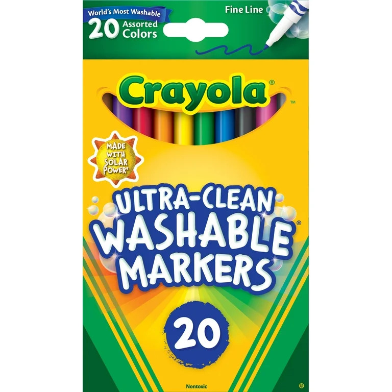 Crayola Ultra-Clean Washable Fine Line Markers, 20 Ct, School Supplies, Classroom Supplies for Te... | Walmart (US)