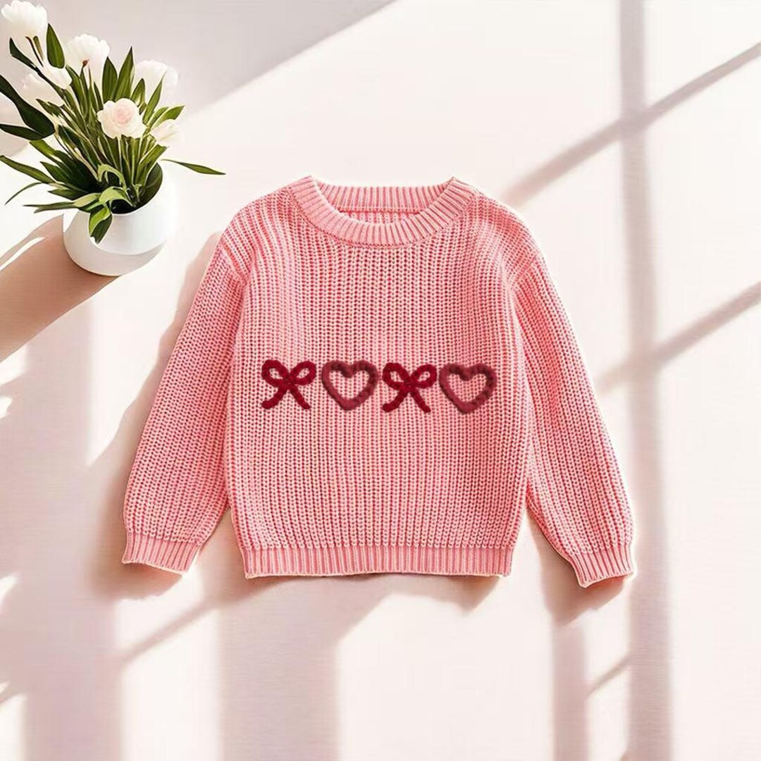 Bow & Heart Style XOXO Valentine Baby Sweaterunique Valentine Sweatshirt for Toddlersbaby's First... | Etsy (US)