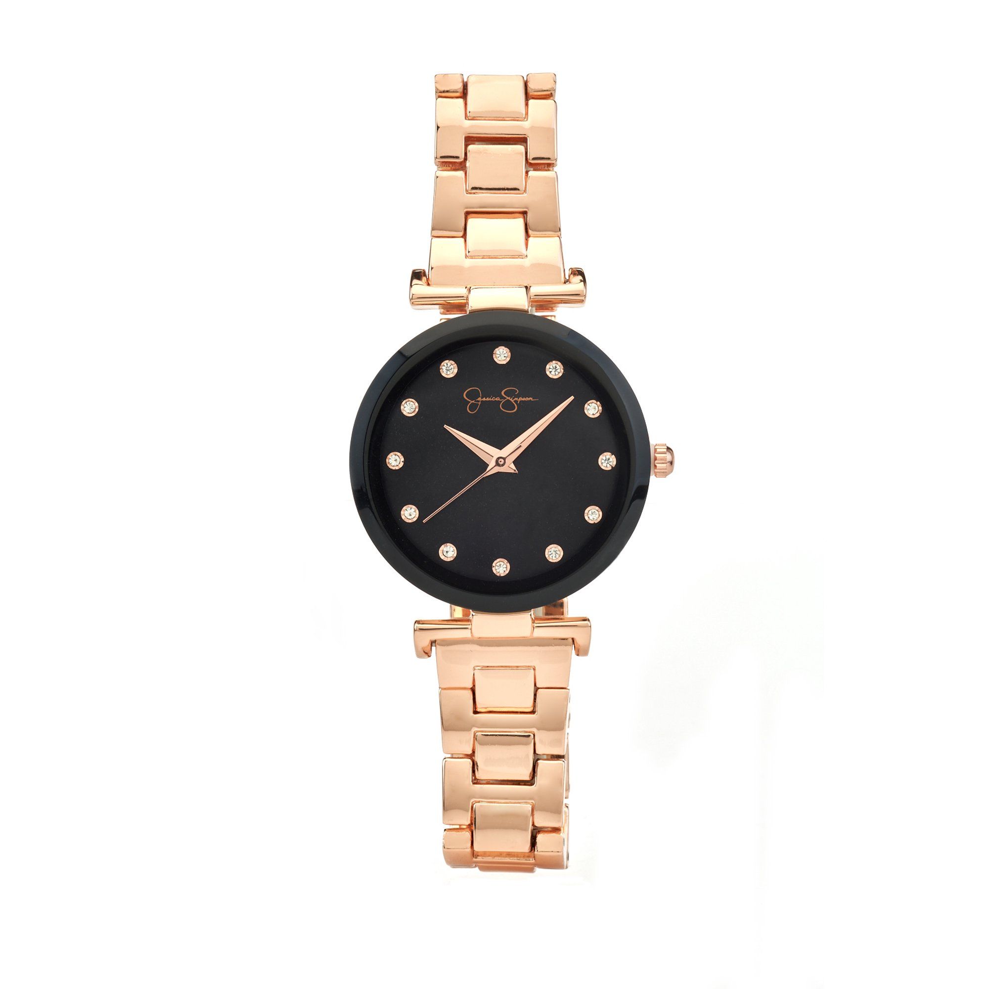 Jessica Simpson Rose Gold Tone Modern Crystal Bracelet Watch | Walmart (US)