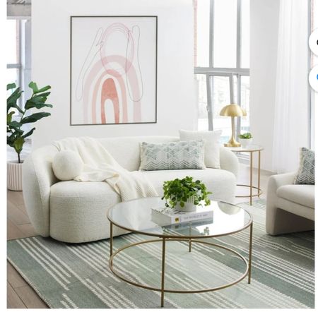 Curved sofa and round coffee table.  Home decor, living room decor, #walmarthome 

#LTKSeasonal #LTKHome #LTKFamily