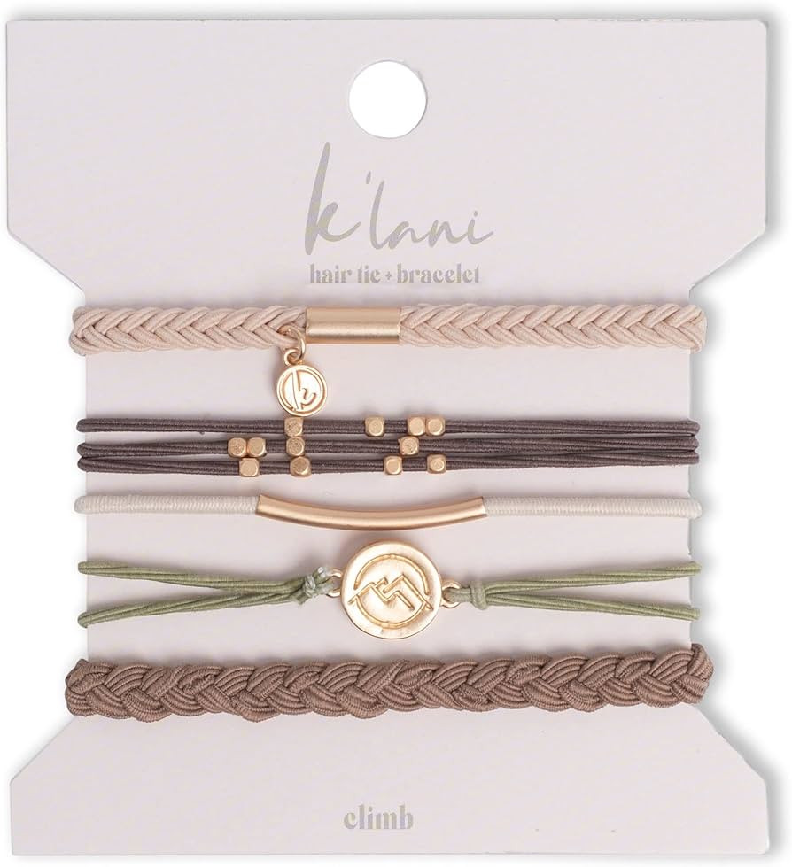 K'lani Hair Tie Bracelets for Women - Elastic Hair Bands That Double as Stylish Jewelry - Climb -... | Amazon (US)