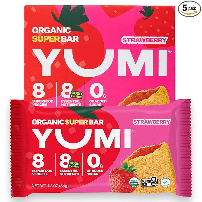 YUMI Organic Breakfast Superbar, Gluten-Free, No Added Sugar, 7+ Vegetables, Soft-Baked Crust, He... | Amazon (US)