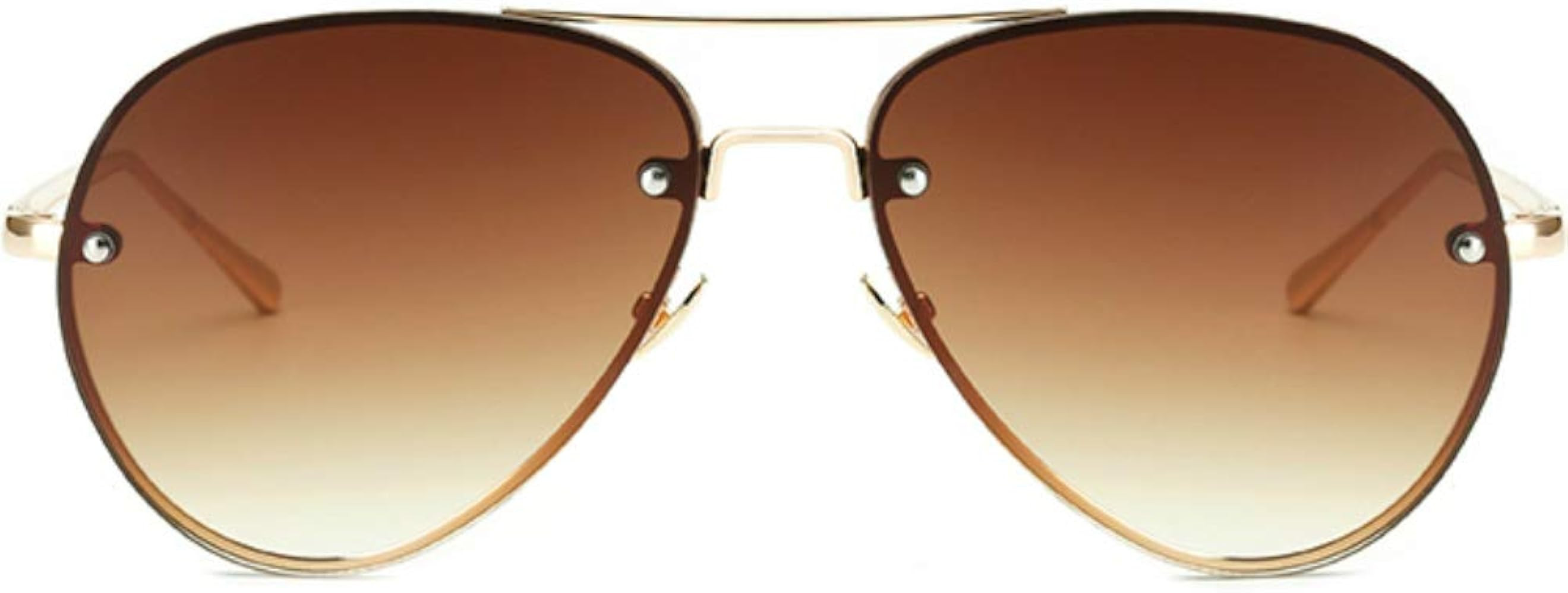 Freckles Mark Oversized Aviator Sunglasses Vintage Retro Gold Metal Frame Colorful Lenses 62mm | Amazon (US)