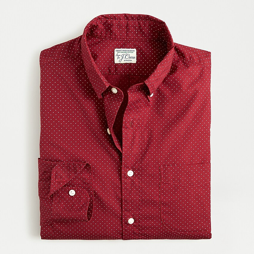 Stretch Secret Wash shirt in small dot organic cotton | J. Crew US
