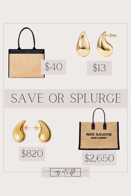 Save or Splurge look for less earrings, tote baggs

#LTKfindsunder50 #LTKitbag #LTKstyletip