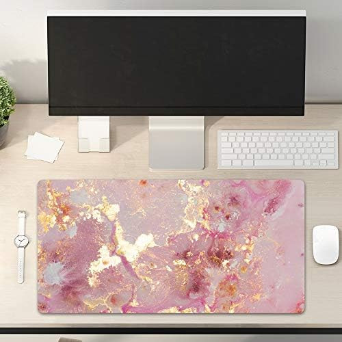 QIYI Large Mouse Pad, Cute Extended Desk Mat, Women Girls PU Leather Waterproof Mousepad, Rose Gold  | Amazon (US)