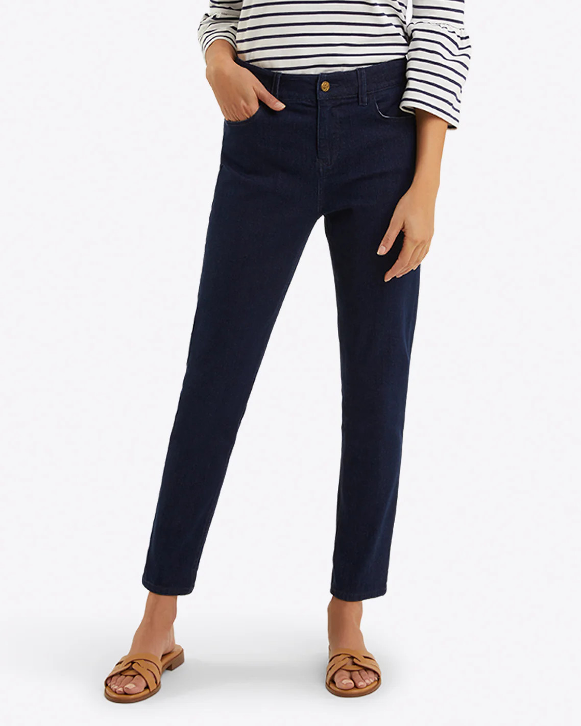 Mid-Rise Slim Jeans in Dark Wash | Draper James (US)