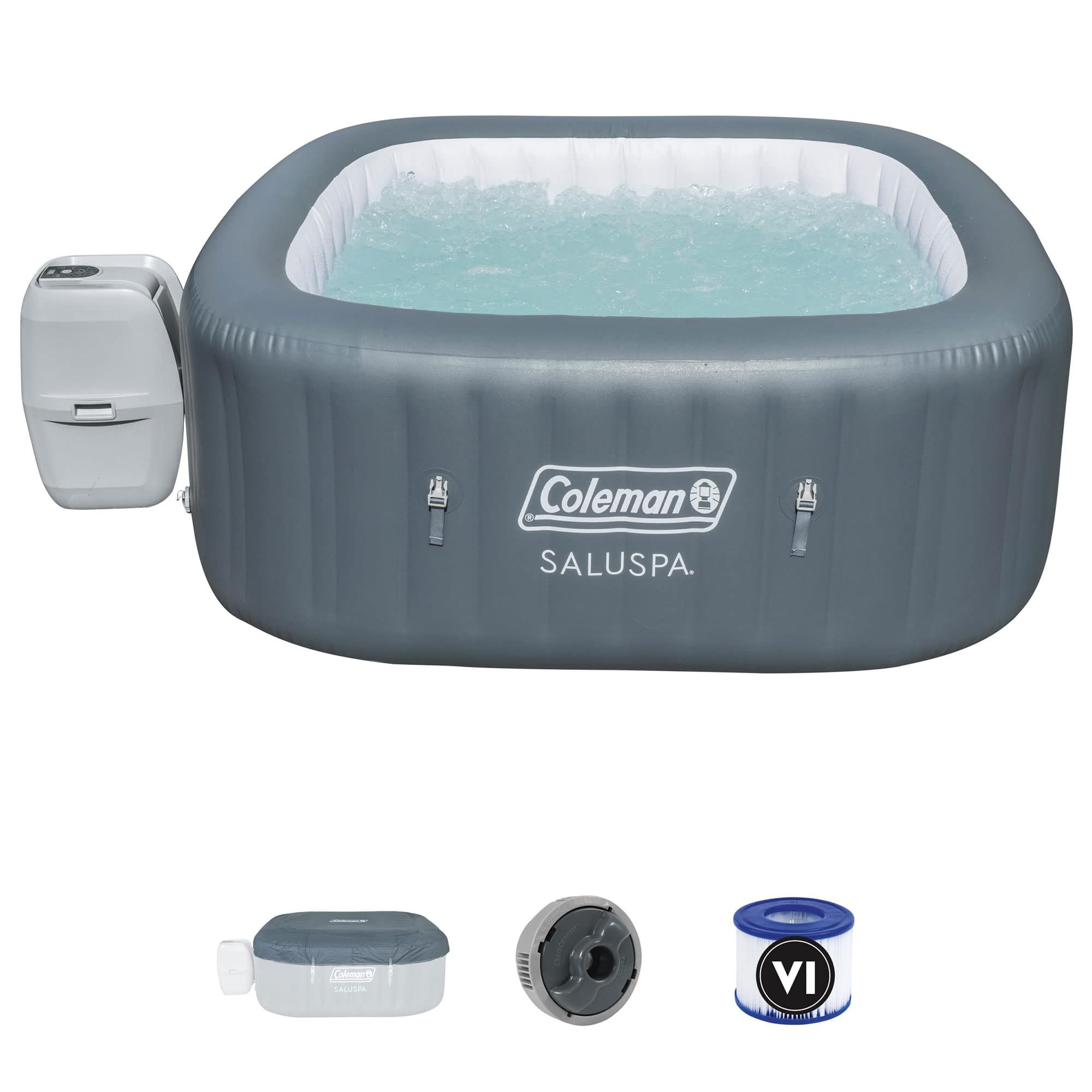 Coleman 15442-BW SaluSpa 4 Person Portable Inflatable Outdoor Square Hot Tub Spa with 114 Air Jets,  | Amazon (US)