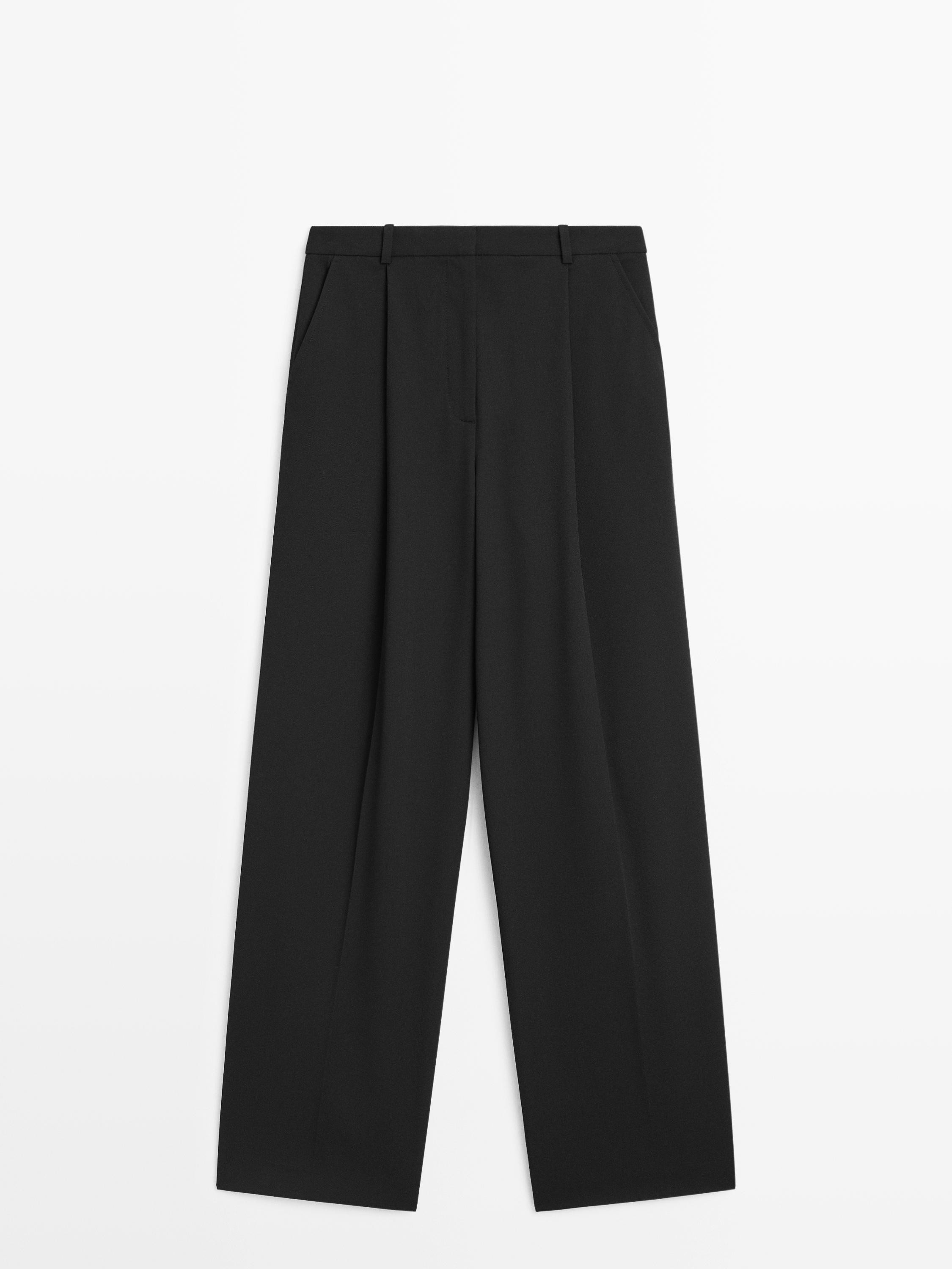 Darted wide-leg trousers | Massimo Dutti US