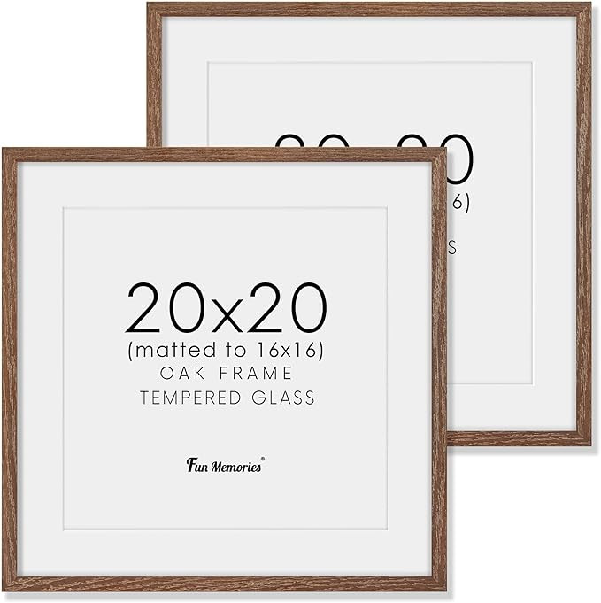 Fun Memories 20x20 Square Picture Frames, Rustic Solid Oak Wood Frame for Wall, Wooden Photo Fram... | Amazon (US)
