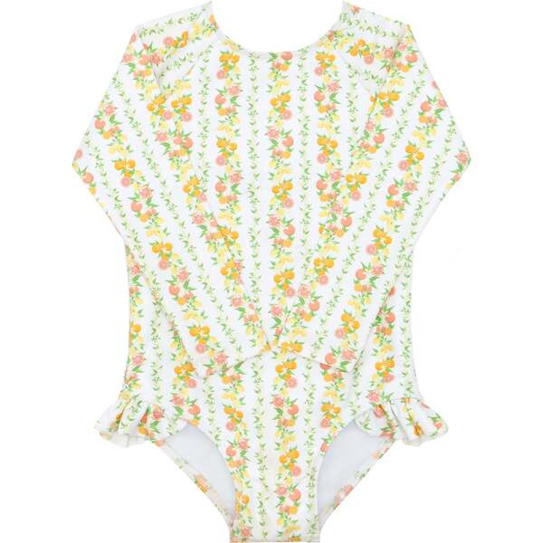 Girls Linear Citrus Rashguard One Piece - Minnow Swim | Maisonette | Maisonette