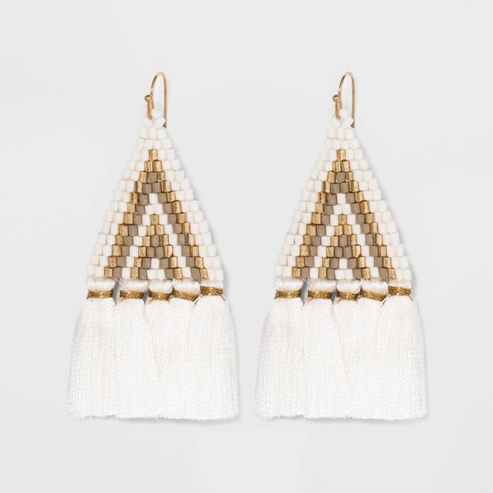 Triangle Tassel and Seedbead Earrings - A New Day™ | Target
