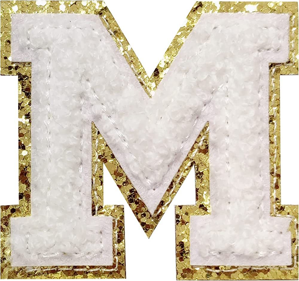 4Pcs White Chenille Letter, 2.2" Iron on Letters Patches, Chenille Letter Patches for Clothing (M... | Amazon (US)