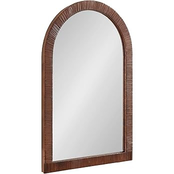 Kate and Laurel Rahfy Boho Arched Rattan Mirror, 20 x 30, Brown, Decorative Arch Wall Mirror with... | Amazon (US)