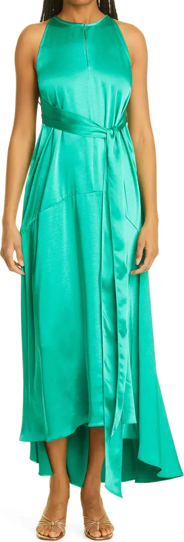 Mmilly Tie Waist Satin Halter Dress | Nordstrom
