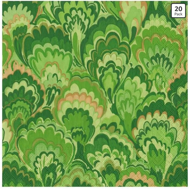 Caspari Marbled Ceramica Green Cocktail Napkins - includes 20 Cocktail Napkins | Amazon (US)