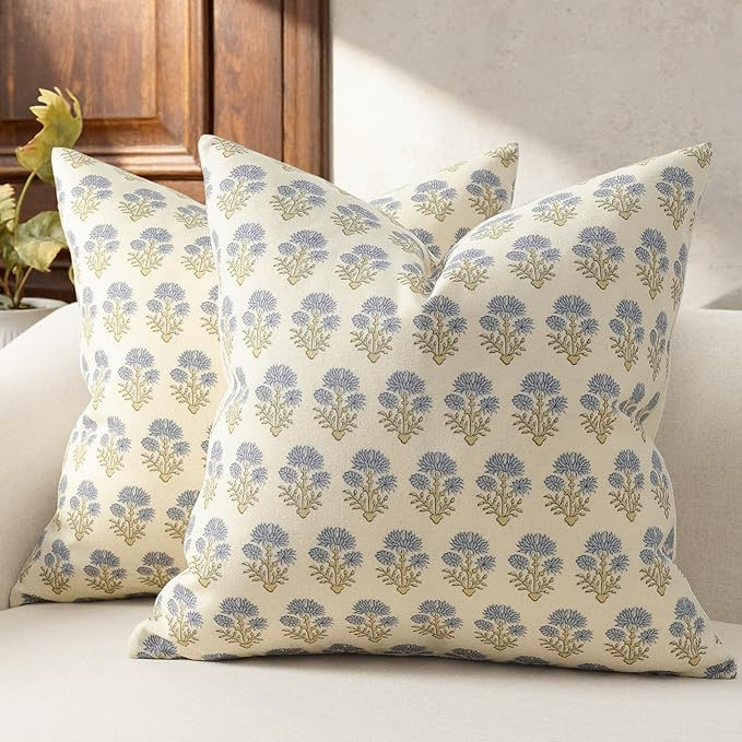 Farmhouse Floral Pillow Covers 16x16 Set of 2, Country Botanical Throw Pillow Cover for Sofa Couc... | Amazon (US)
