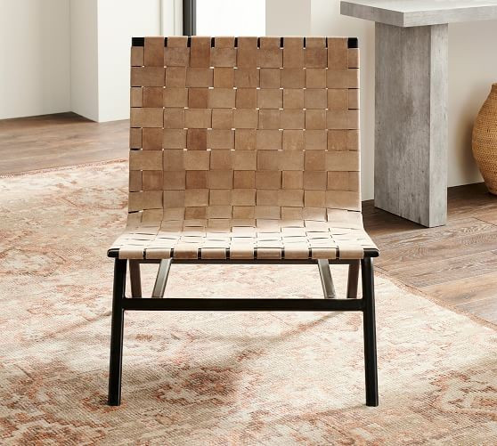 Shay Woven Leather Accent Chair | Pottery Barn (US)