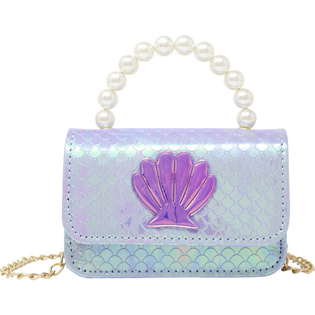 Shiny Seashell Pearl Handle Purse, Purple | Maisonette
