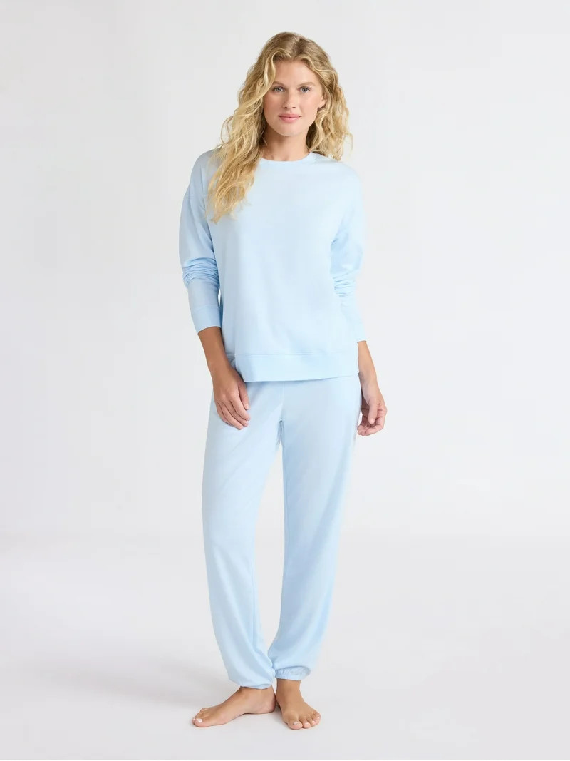 Joyspun Women’s Fleece Long Sleeve Top and Joggers Lounge Set, 2-Piece, Sizes XS-3X | Walmart (US)