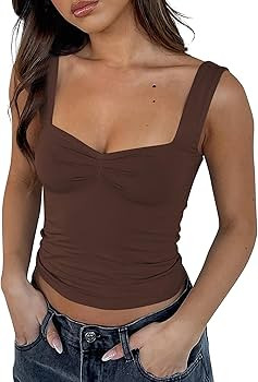 Cioatin Women Y2K Cute Sweetheart Neck Going Out Crop Tops Sleeveless Bustier Skinny Fit Summer C... | Amazon (US)