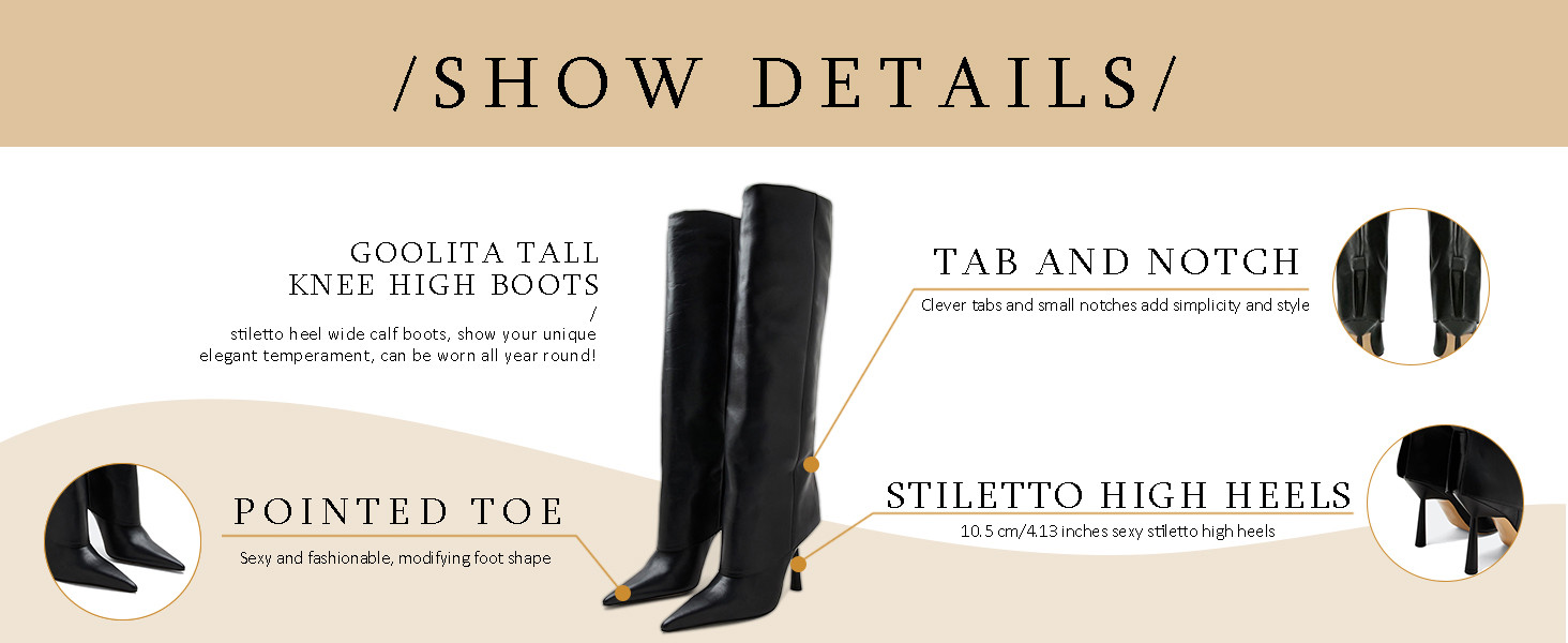 Goolita Fold Over Boots For Women, Pointed Toe Stiletto Heel Knee High Boots Fashion Comfortable ... | Amazon (US)