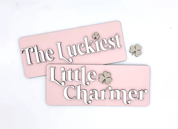 Pink and White Shelfie | St Patricks Decor | St Patricks Sign | Kids Shelfie Sign | Bookshelf Sig... | Etsy (US)