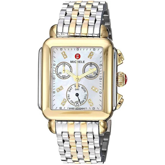 Michele Signature Deco Chronograph Day/Date Two-Tone Stainless Steel & Diamond Womens Watch MWW06... | Walmart (US)