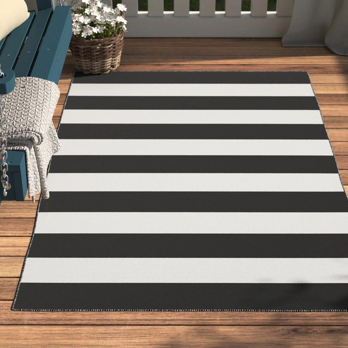 Salley 0.25" H Hand-Woven Striped Indoor / Outdoor Area Rug | Wayfair North America