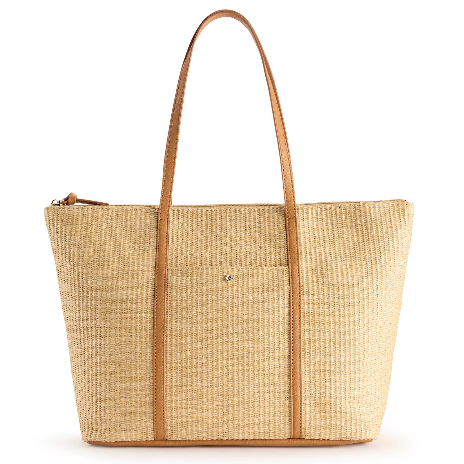 LC Lauren Conrad Amy Straw Tote Bag, Dark Brown | Kohl's