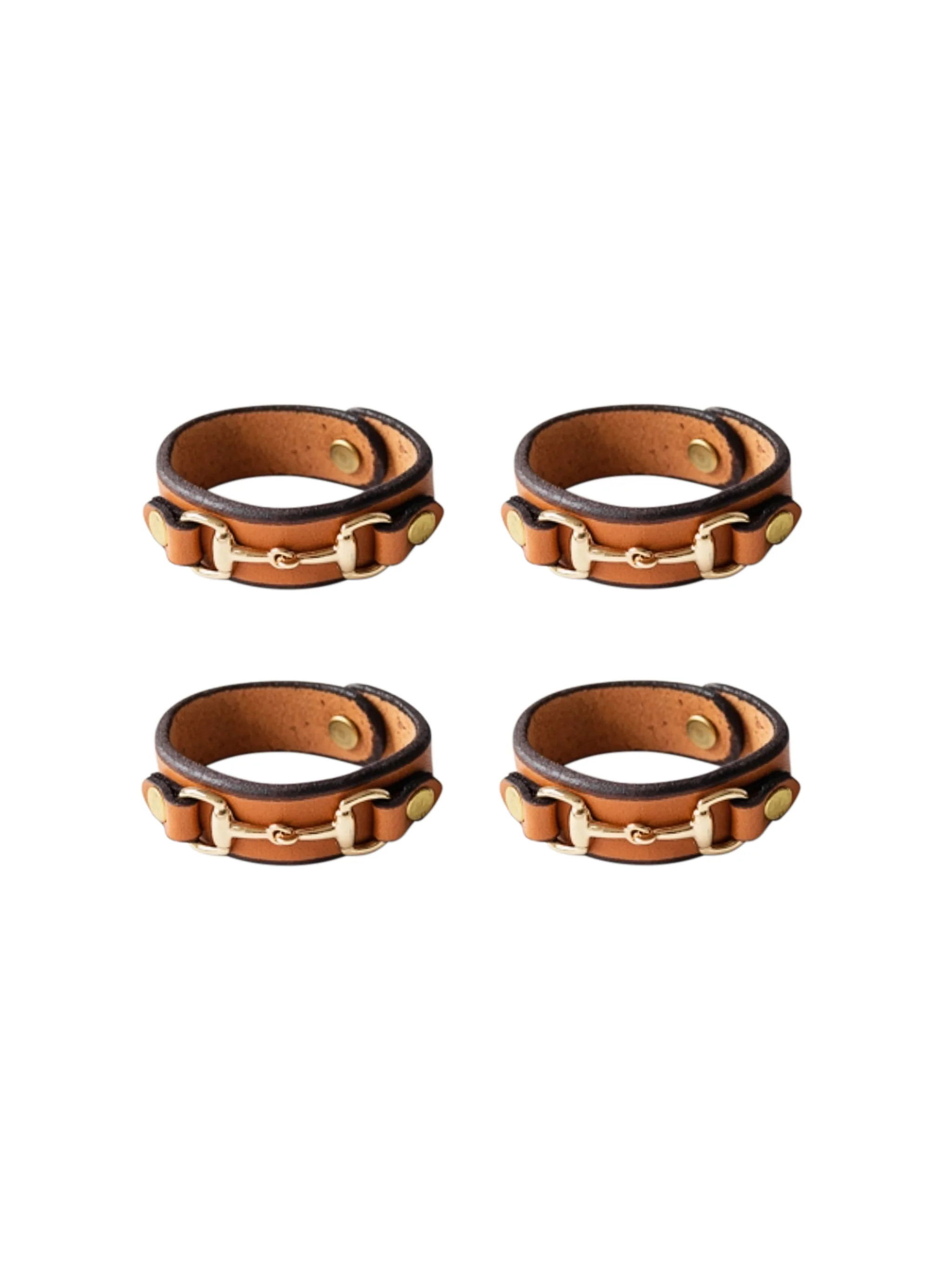 Horse Bit Leather and Brass Napkin Rings | Weston Table