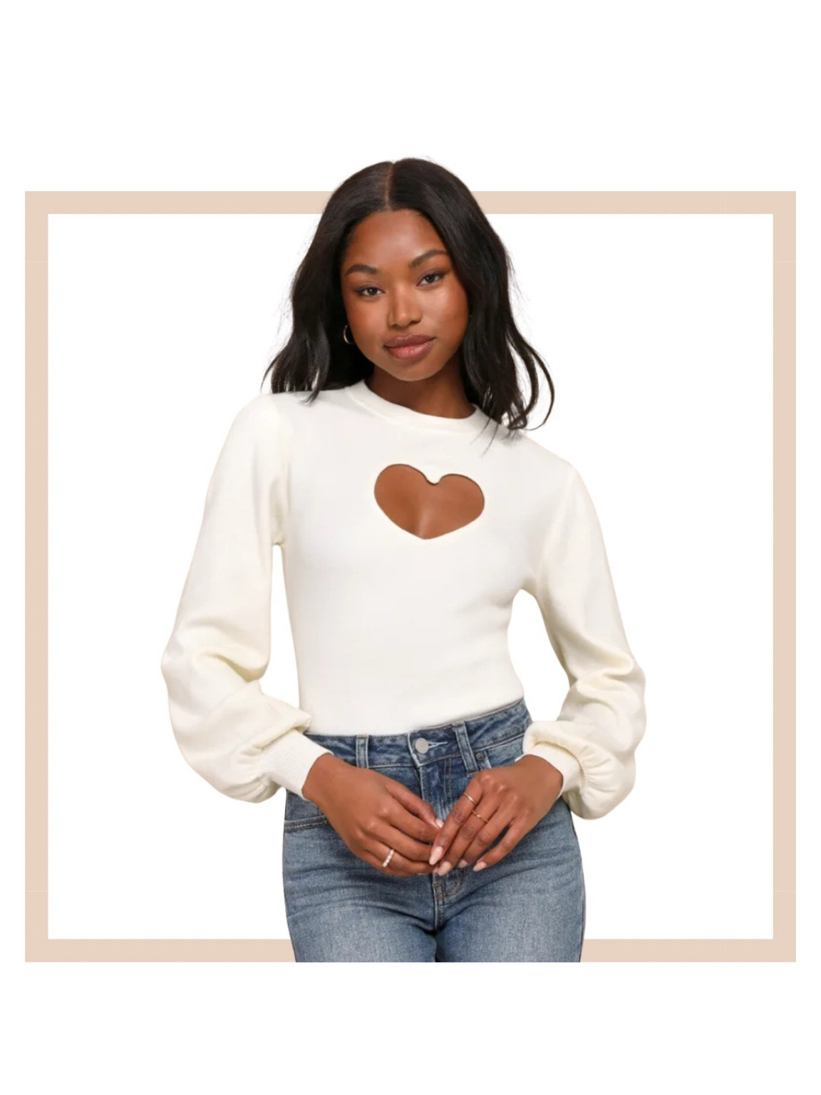 Ivory heart cutout sweater top

#LTKfindsunder50 #LTKstyletip #LTKfindsunder100