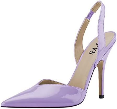 FYS Women Slip on Stiletto High Heels Slingback Pumps Pointed Toe Heeled Sandals Dress Wedding Pa... | Amazon (US)