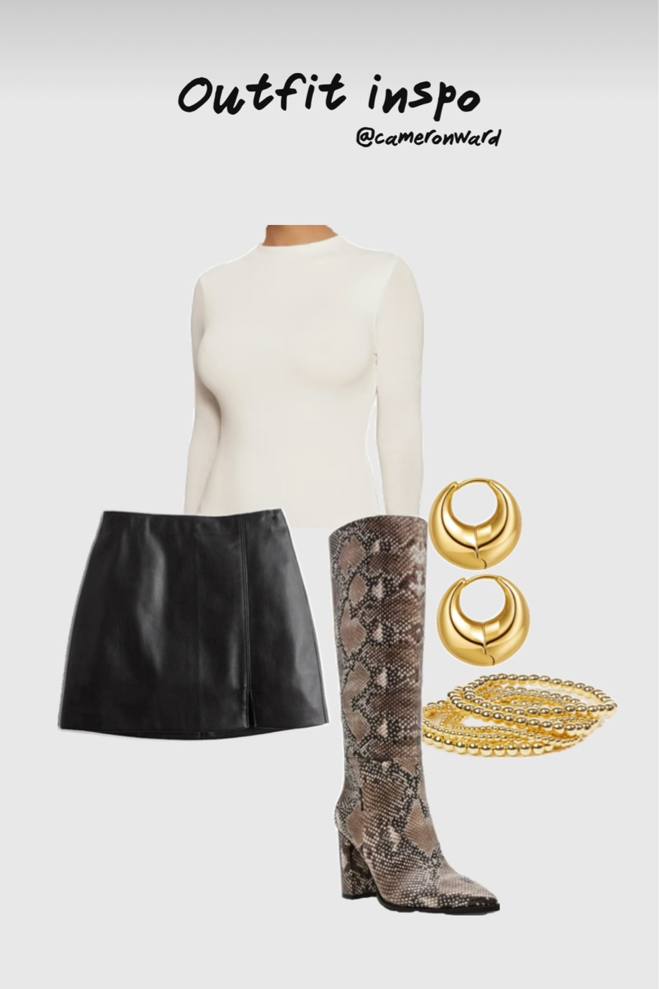 Snake print boots, tall boots. Leather skirt, bodysuit, fall outfit 

#LTKStyleTip #LTKShoeCrush #LTKFallSale