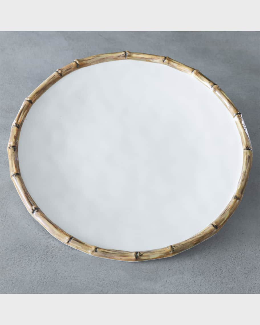 VIDA Bamboo 11" Dinner Plates, Set of 4 (White and Natural) | Neiman Marcus