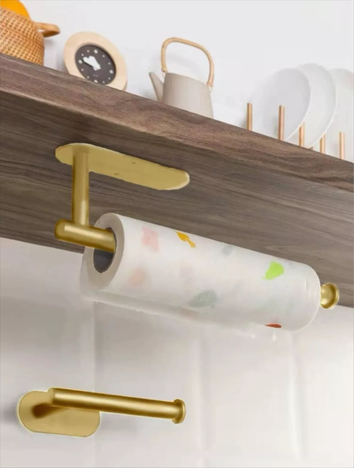 1pc [silver] Kitchen Paper Roll Rack, Wall Mounted Paper Towel