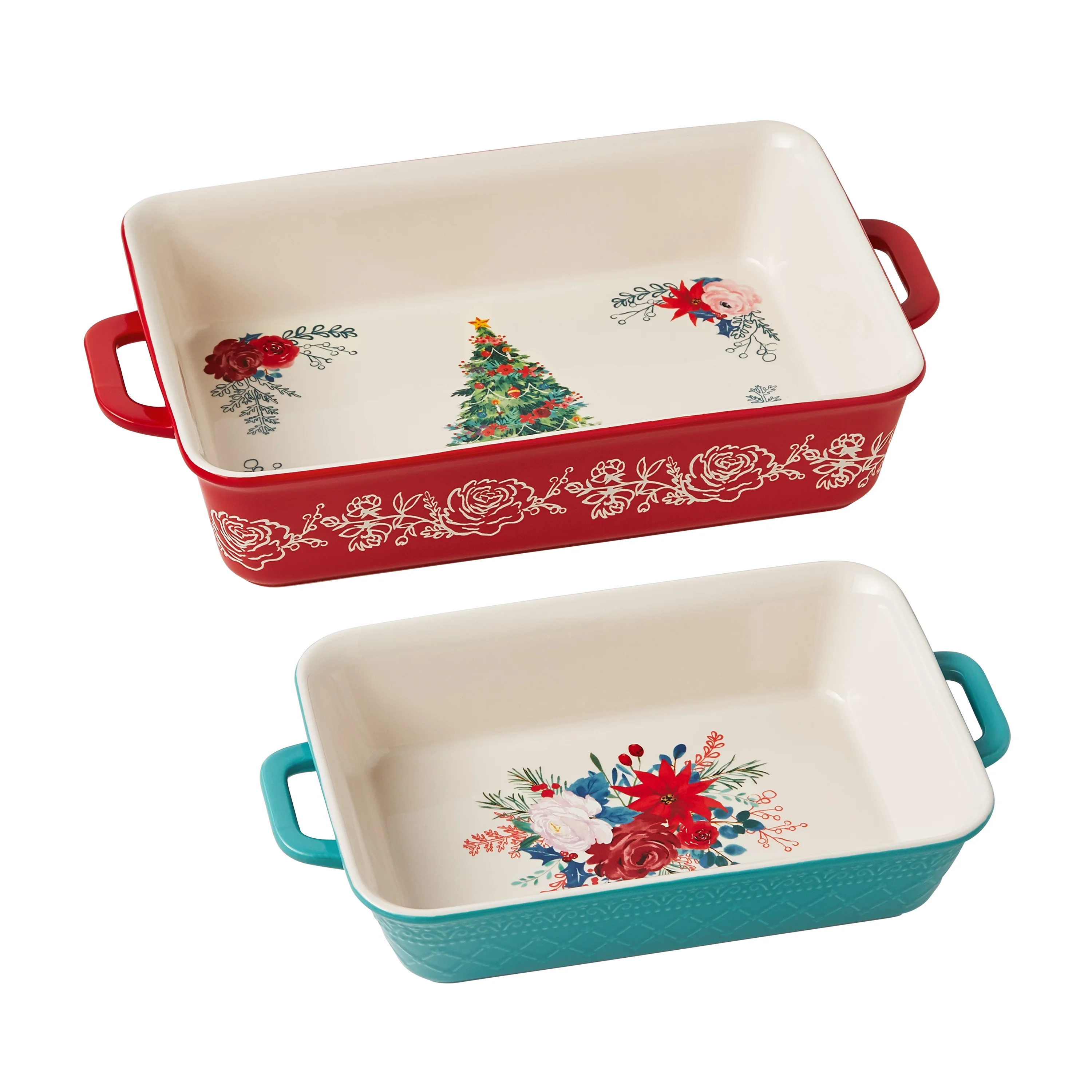 The Pioneer Woman Wishful Winter 2-Piece Rectangular Ceramic Holiday Baker Set - Walmart.com | Walmart (US)