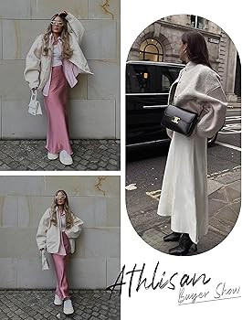 Athlisan Womens Oversized Wool Blend Bomber Jacket Casual Button Down Varsity Jacket with Pockets | Amazon (US)