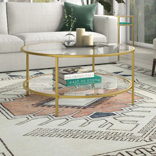 Sivil 36'' Wide Round Coffee Table with Glass Top | Bed Bath & Beyond