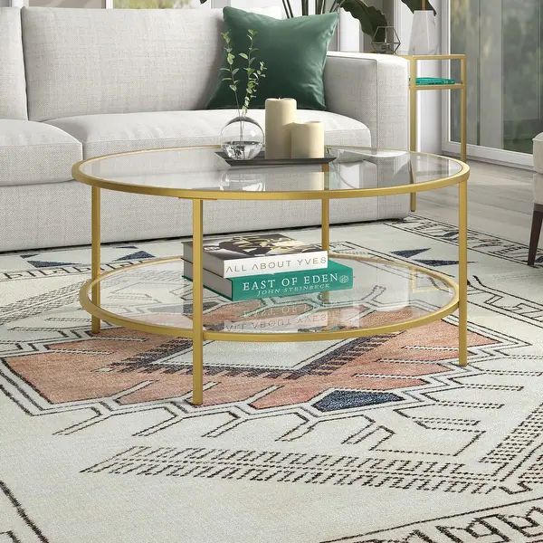 Sivil 36'' Wide Round Coffee Table with Glass Top | Bed Bath & Beyond