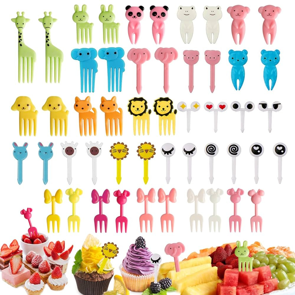 60 Pcs Kids Food Picks, Cute Animals Mini Food Fruit Fork Picks Cartoon Fruit Picks Toothpicks fo... | Amazon (CA)