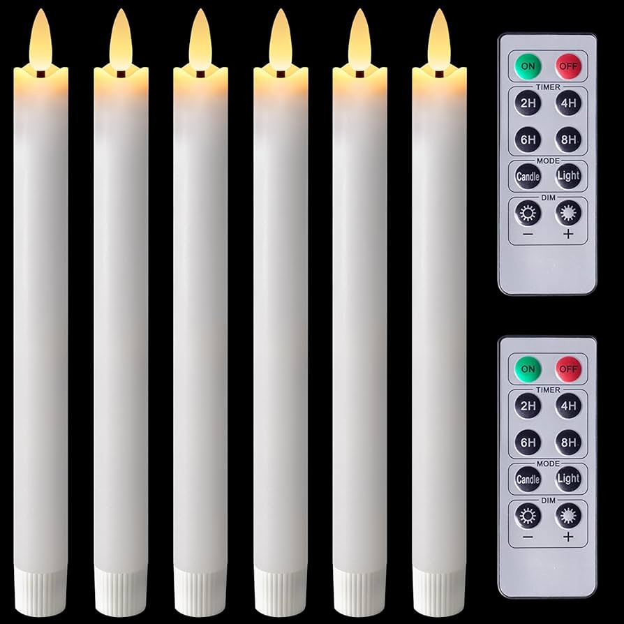 Homemory Waxy Flameless Taper Candles with Remote Timer Dimmer, Battery Operated Candlesticks Fli... | Amazon (US)