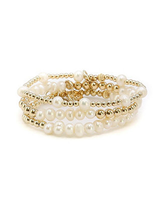 Non-Tarnishing Gold Filled Balls and Freshwater Pearl Bracelet Stack | Macy's