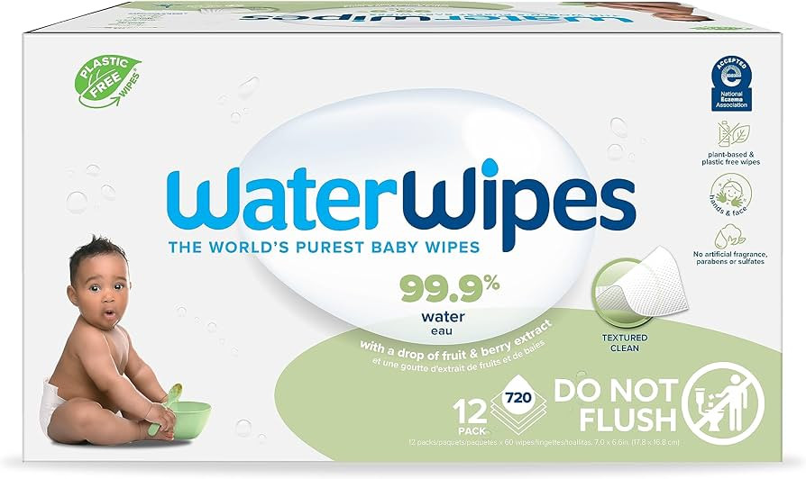 WaterWipes Plastic-Free Textured Clean, Toddler & Baby Wipes, 99.9% Water Based Wipes, Unscented ... | Amazon (US)