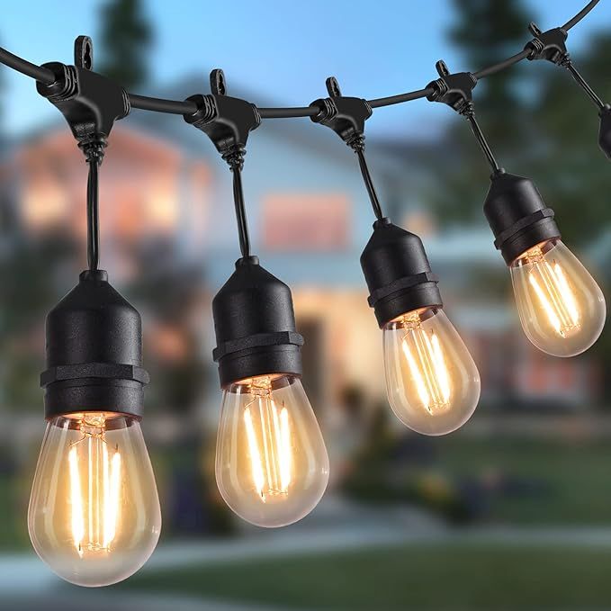 Minetom Outdoor String Lights - 48FT LED Patio Lights with 15PCS S14 Shatterproof Bulbs, UL Liste... | Amazon (US)