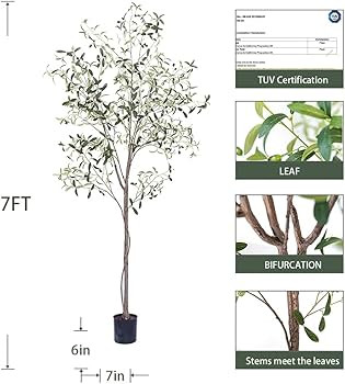 Phimos 7FT Artificial Olive Tree (82") Tall Fake Potted Olive Tree with Planter Large Faux Olive ... | Amazon (US)