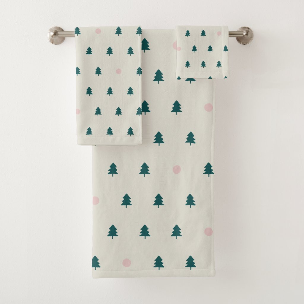 Whimsical Scandinavian Christmas Trees Green Pink | Zazzle